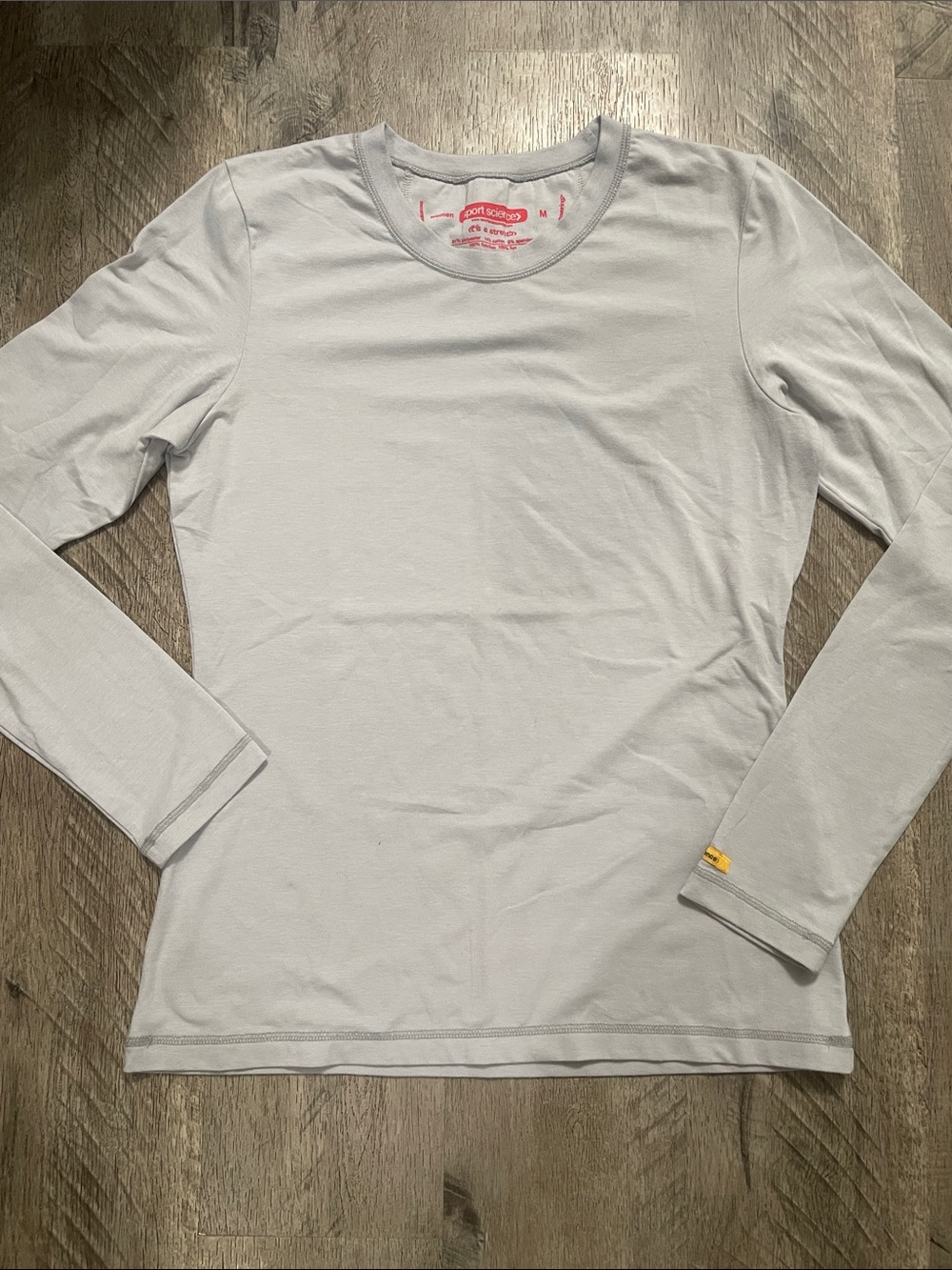 Sport Science Crewneck Long-Sleeve Top in Light Gray